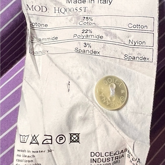 Dolce and Gabbana (Gold) Men’s Purple striped dress shirt. Size 17/43 - Picture 6 of 7